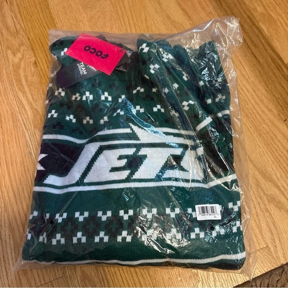 New York Jets Ugly Christmas Sweater NEW XL Green Men’s NFL Football Small